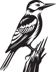Crested Carver Iconic Woodpecker Symbol Emblem Perky Pecker Vector Logo with Woodpecker Icon