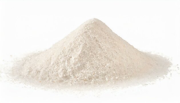 Pile of white silica sand isolated clipping path white background