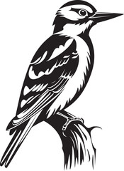 Feathered Finesse Vector Logo with Woodpecker Icon Beak Beat Iconic Woodpecker Emblematic Design