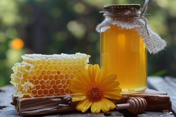 Fresh honey stored in honeycombs a natural sweet product