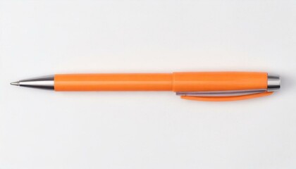 Top view of blank orange pen. white background 