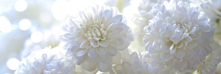 Bright chrysanthemum flowers in soft white light