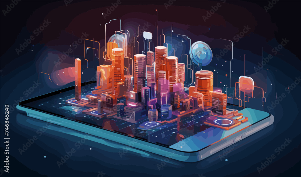 Poster digital data and big tech imagery vector simple 3d isolated illustration