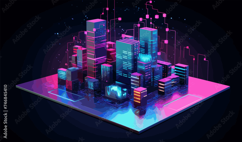 Poster digital data and big tech imagery vector simple 3d isolated illustration