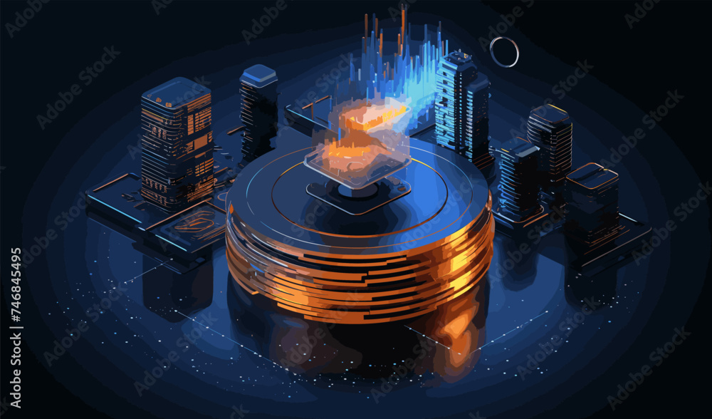Aufkleber digital data and big tech imagery vector simple 3d isolated illustration