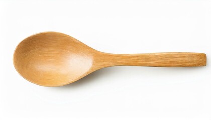 Top view of empty wooden spoon clipping path white background