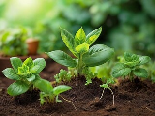 Flourishing Young Plants Nurturing Healthy Food
