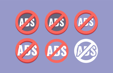 No ads, isolated icons collection vector.