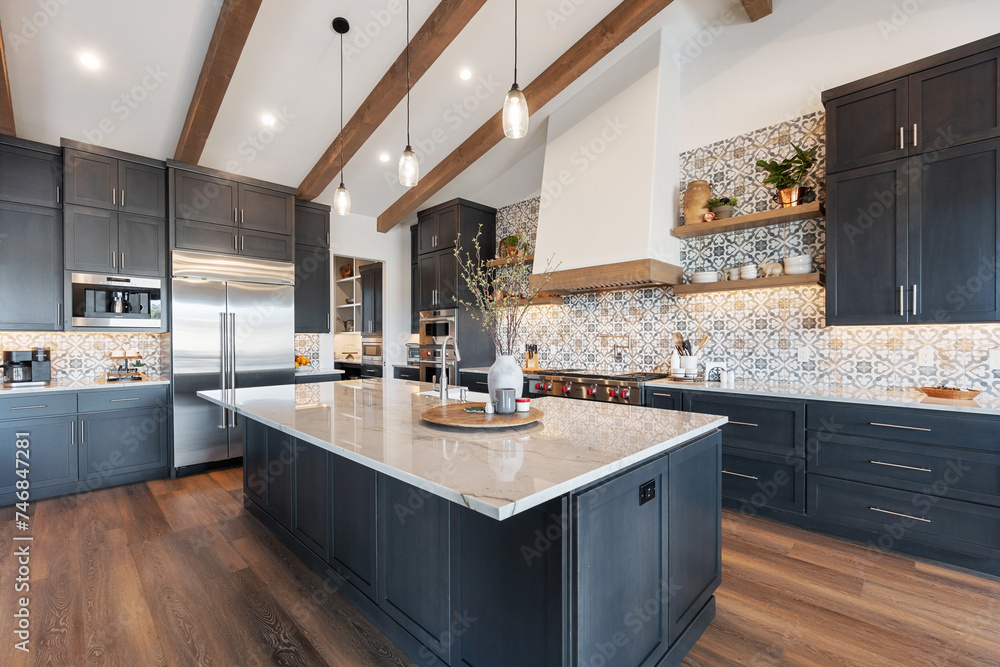 Wall mural a home kitchen