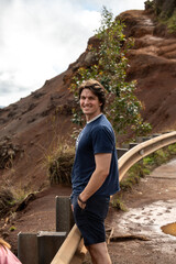 Naklejka premium Man on a mountain highway