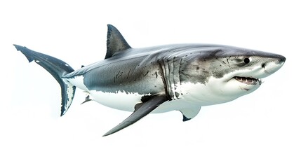 A great white shark isolated on a white background