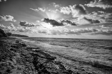 Stormy Sunrise on a Beach in Hawaii.