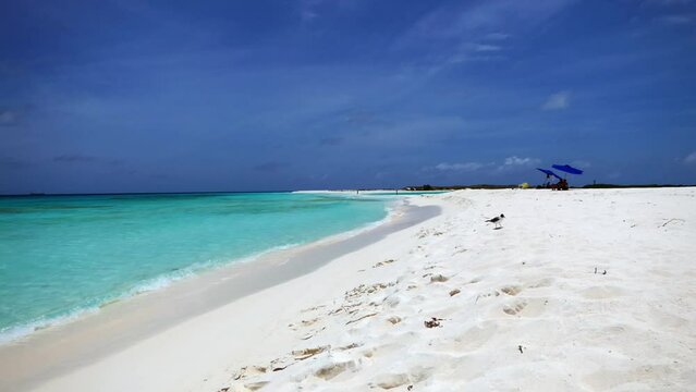 White tropical beach in the caribbean sea (Cayo de Agua, Los Roques archipelago, Venezuela).