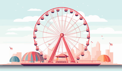 Ferris wheel vector flat minimalistic isolated illustration