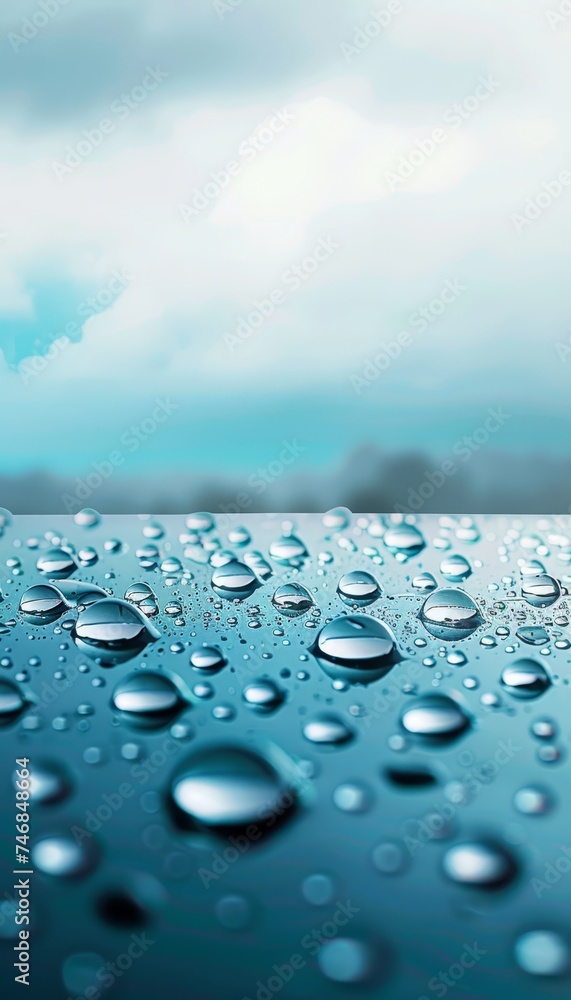 Poster vibrant macro background of colorful water drops on wet surface, ideal for diverse design projects.
