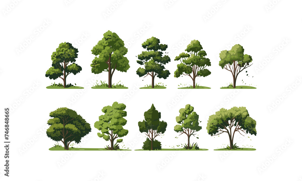 Aufkleber field trees set isolated vector style with transparent background illustration