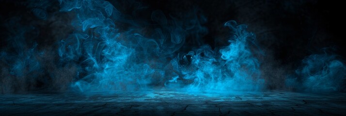 Obraz premium Enchanting blue smoke effect forms captivating background for various design projects and concepts.