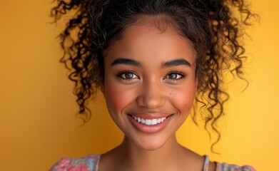 Smiling African American Girl created with Generative AI Technology, ai, generative