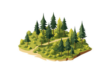 forest isometric vector flat minimalistic isolated illustration