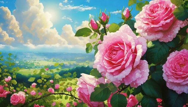 Flores rosas dia soleado
