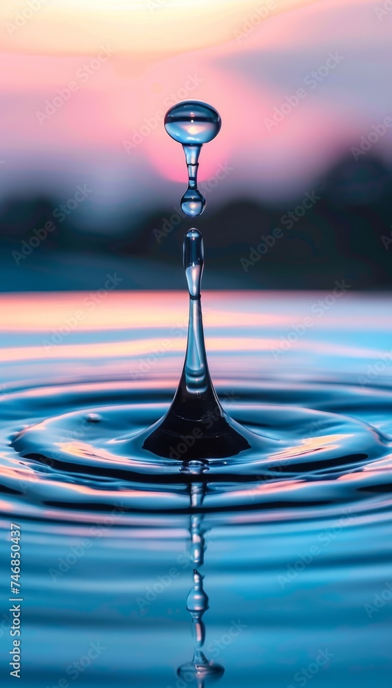 Poster vibrant macro background of a wet surface with colorful water droplets close up view