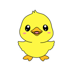 Cute little ducky in flat style. Vector Illustration isolatef on white