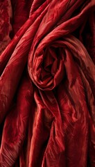 Luxurious red silk fabric with delicate texture, perfect for design projects and concepts