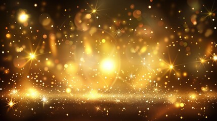 Obraz na płótnie Canvas Golden focus lights with sparkle dust background