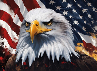 American bald eagle and American flag
