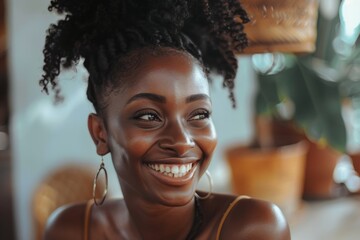 Smiling beautiful black woman