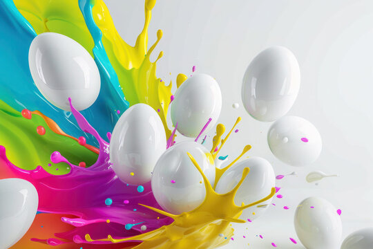 Abstract Creative Easter egg inside colourful explosion