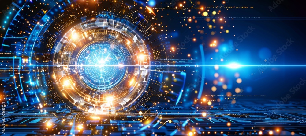 Poster futuristic abstract technology background with modern design elements and digital innovation concept
