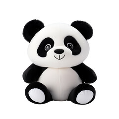 Charming plush panda bear stuffed critter toy, Isolated on Transparent Background, PNG