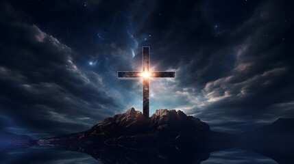 Light Coming From The Cross In The Cosmos - obrazy, fototapety, plakaty
