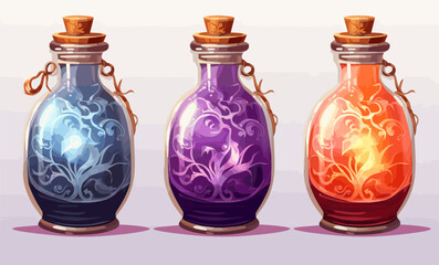 Potion in glass bottle isolated vector style on isolated background illustration