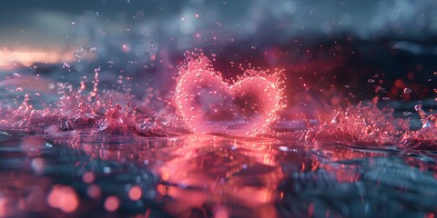 Digital love A pink heartbeat pulsing on screen in romantic harmony. Concept Romantic Technology, Love in the Digital Age, Pink Heartbeat, Virtual Romance, Screen Love