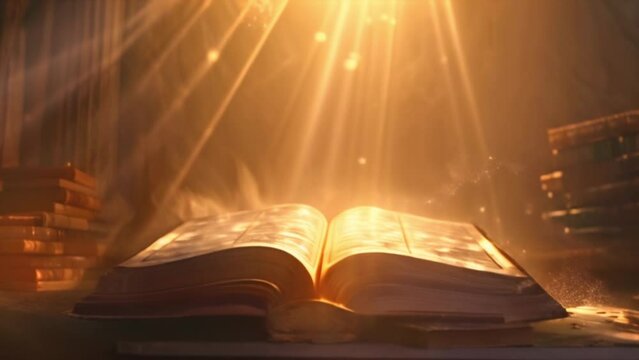 christian bible with a sunlight Christianity concept Generative AI