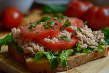 Fototapeta na wymiar Tuna sandwich with homemade ingredients