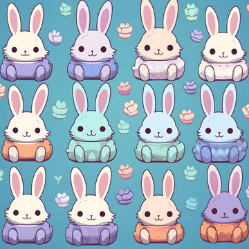 seamless pattern with rabbits