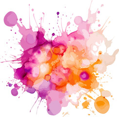 abstract watercolor stain on a transparent background	orange purple pink