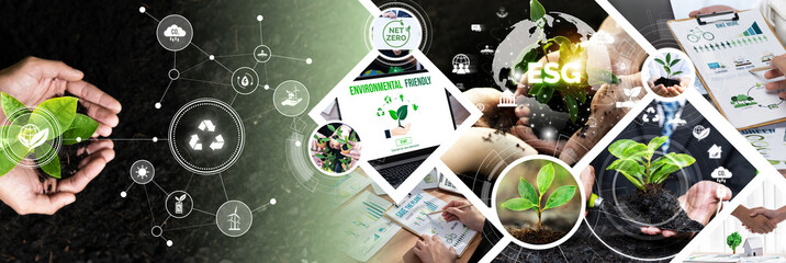 Green business ESG management tool to save world future concept model case idea to deal with bio...