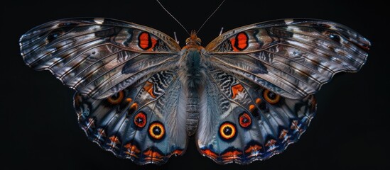 This close-up shot showcases a Grey Pansy Butterfly, scientifically known as Junonia Atlites, with...