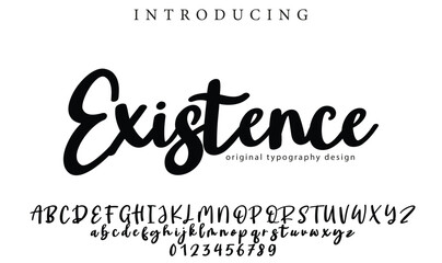Existence Font Stylish brush painted an uppercase vector letters, alphabet, typeface