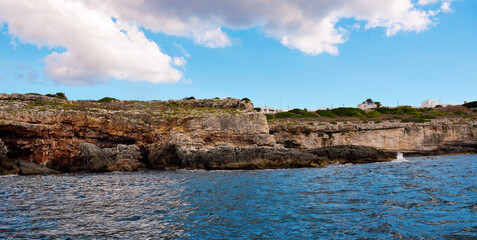 The caves of the ionian Sea side of Santa Maria di Leuca seen from the tourist boat