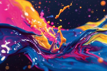 Vivid splashes of ink in a dynamic dance of color, representing the vibrant collision of creativity and inspiration.

