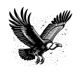 vulture hand drawn vintage illustration in black and white
