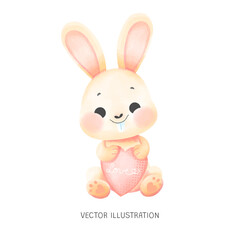 Baby Bunny Chocolate box Watercolor Hand Draw 