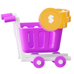 3D Icon Shopping Cart Illustration