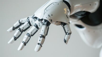 A close-up of a robotic hand, implying advanced technology