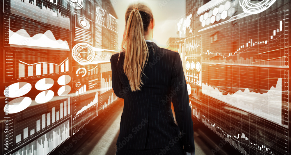 Aufkleber big data technology for business finance analytic concept. modern interface shows massive informatio